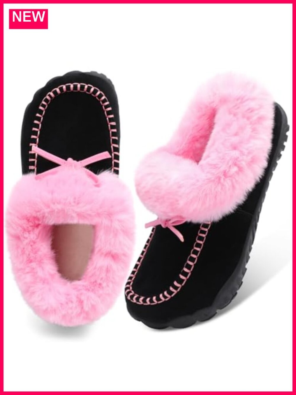 Faux Fur Lined Suede Mocc Snow Boots Wide Fit Pull-On